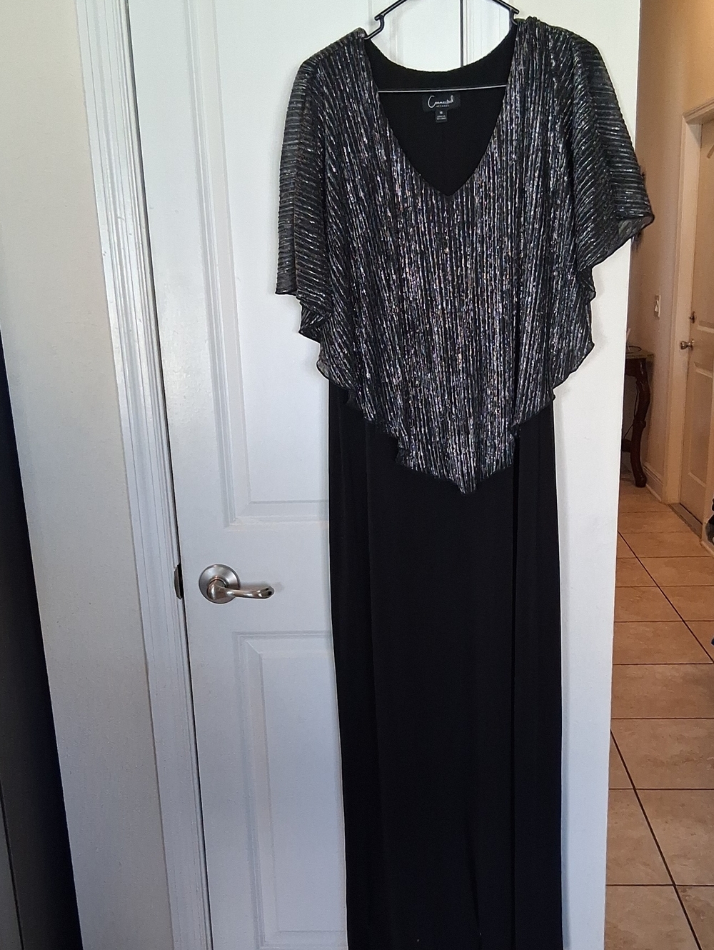 connected apparel Black Maxi Dress with Metallic Overlay